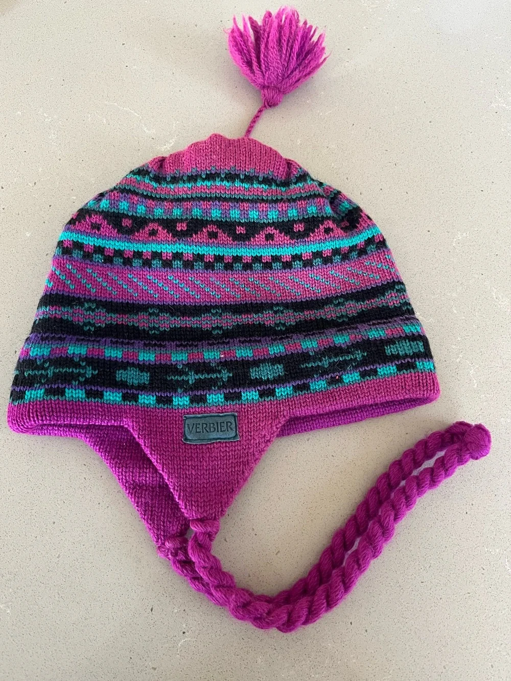 Vintage Verbier Winter Beanie Ear Flaps Tassel 100% Wool Women’s Made in Canada